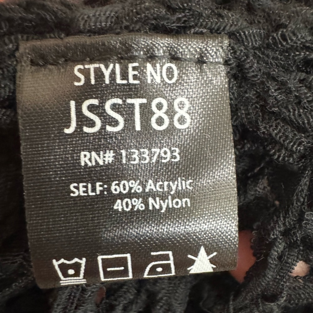 POL Black Open-Knit Crochet Scoop Neck Sweater New w Tags - Picture 4 of 4